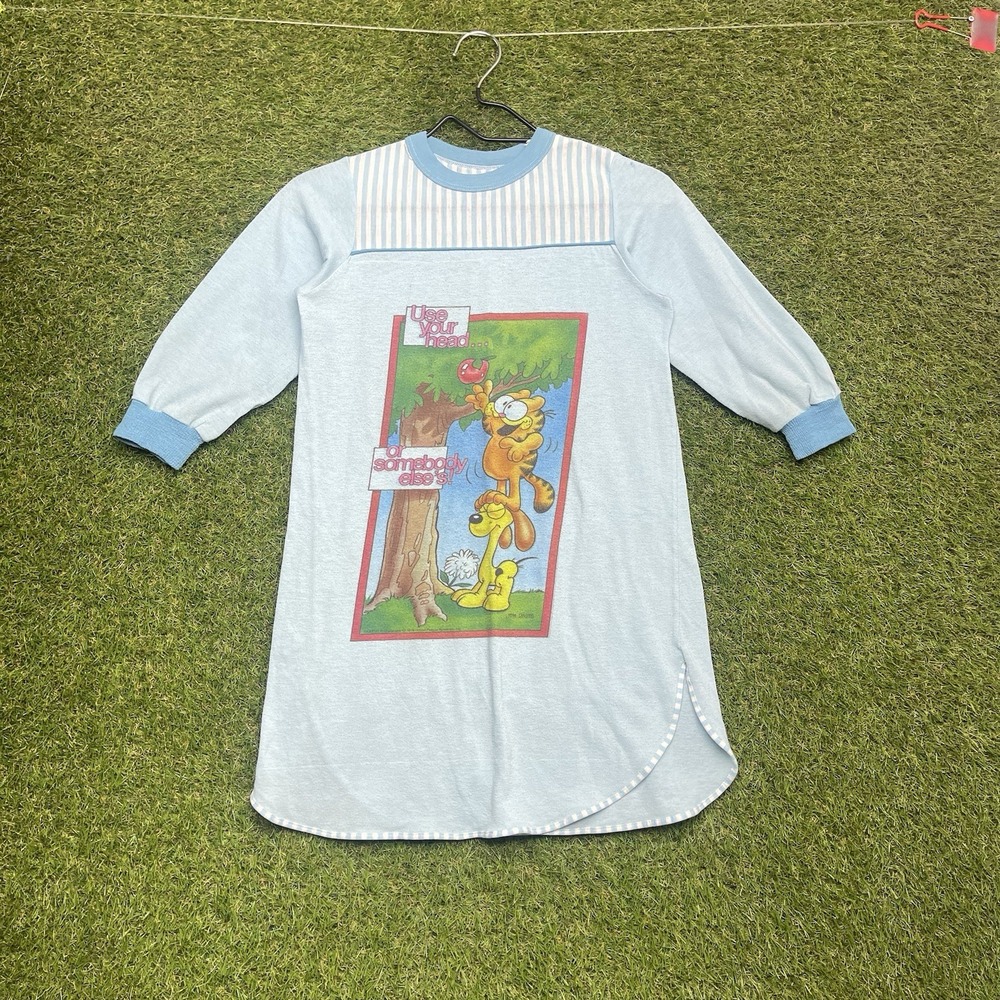 Vintage Garfield Night Gown Kids Size 8 Use Your Head Dress Dated 1978
